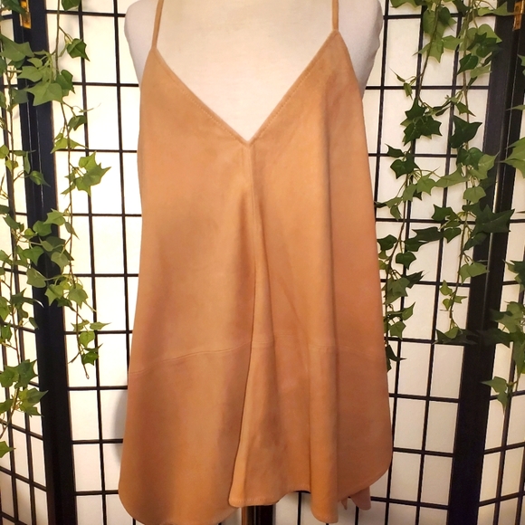 AS by DF Tops - AS by DF Suede Cami Size Large Brown/Tan